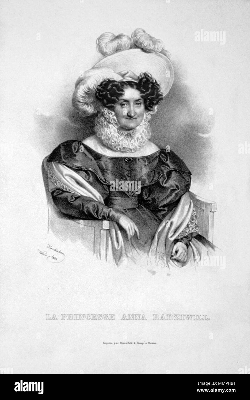 . Deutsch: Anna Prinzessin Radziwill, Lithographie von Josef Kriehuber, 1832  . 1832. Josef Kriehuber (1800-1876) Anna Radziwill Kriehuber Litho Stock Photo