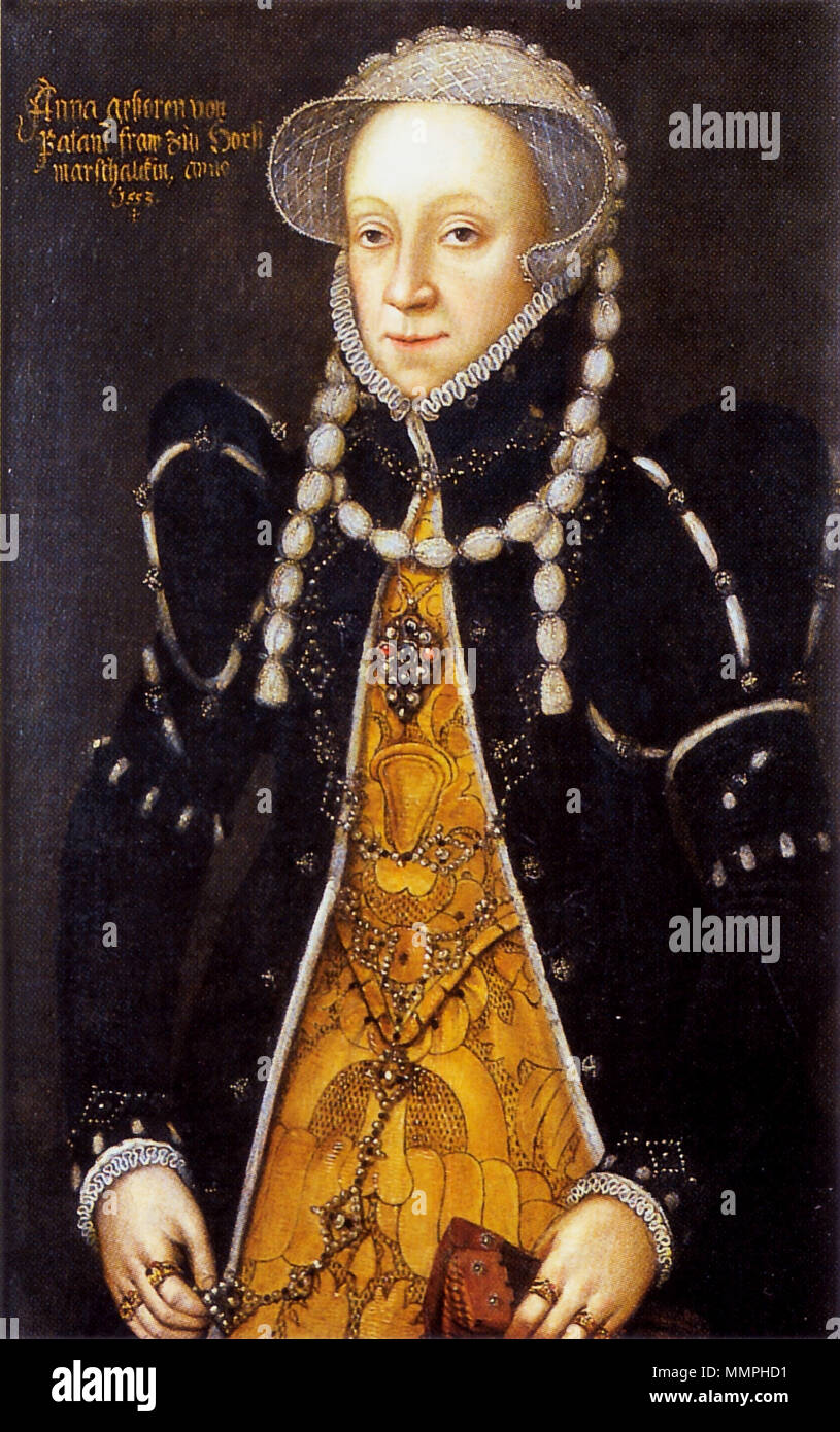 . Deutsch: Porträt Anna von Palants, Ehefrau Rütger von der Horsts; Museum Renaissance-Schloss Horst  . circa 1553. Unknown Anna von Palandt um 1553 Stock Photo