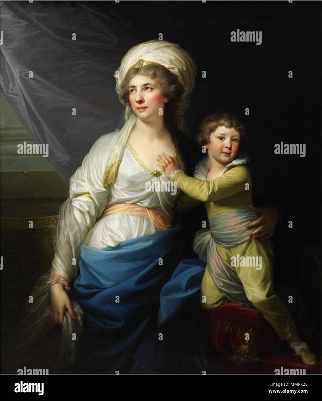 Portrait of Anna Potocka née Ossoli?ska with her grandson Alfred (1746-1810).. 1790s. Lampi Anna Potocka with her grandson Stock Photo