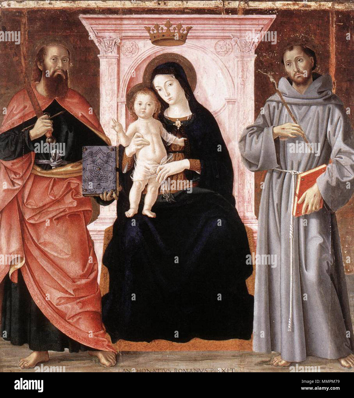 Madonna Enthroned with the Infant Christ and Saints. 1487. Antoniazzo Romano  Virgen entronizada con santos 1487 GN Roma Stock Photo - Alamy