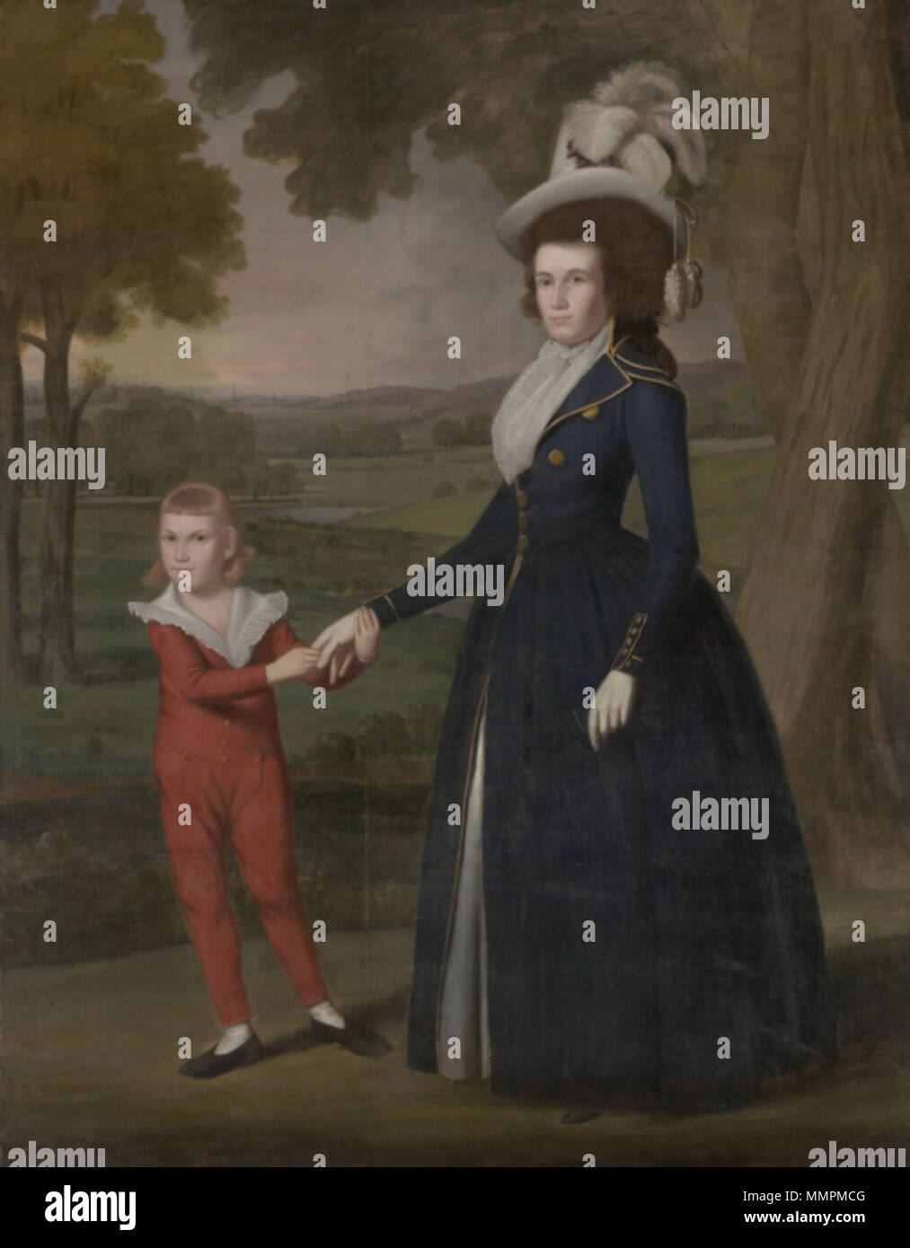 1942'6401 Mrs. William Moseley (Laura Wolcott), (1761-1814) and her son Charles (1786-1815). 1791. Mrs. William Moseley and Her Son Charles by Ralph Earl 1791 Stock Photo