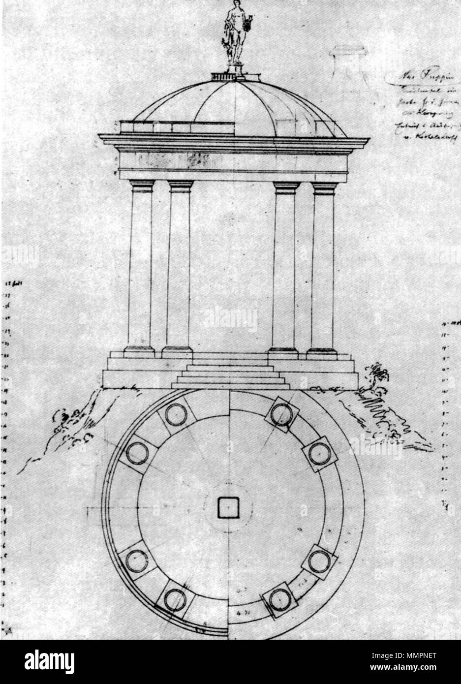 Neoclassical architecture sketch Black and White Stock Photos