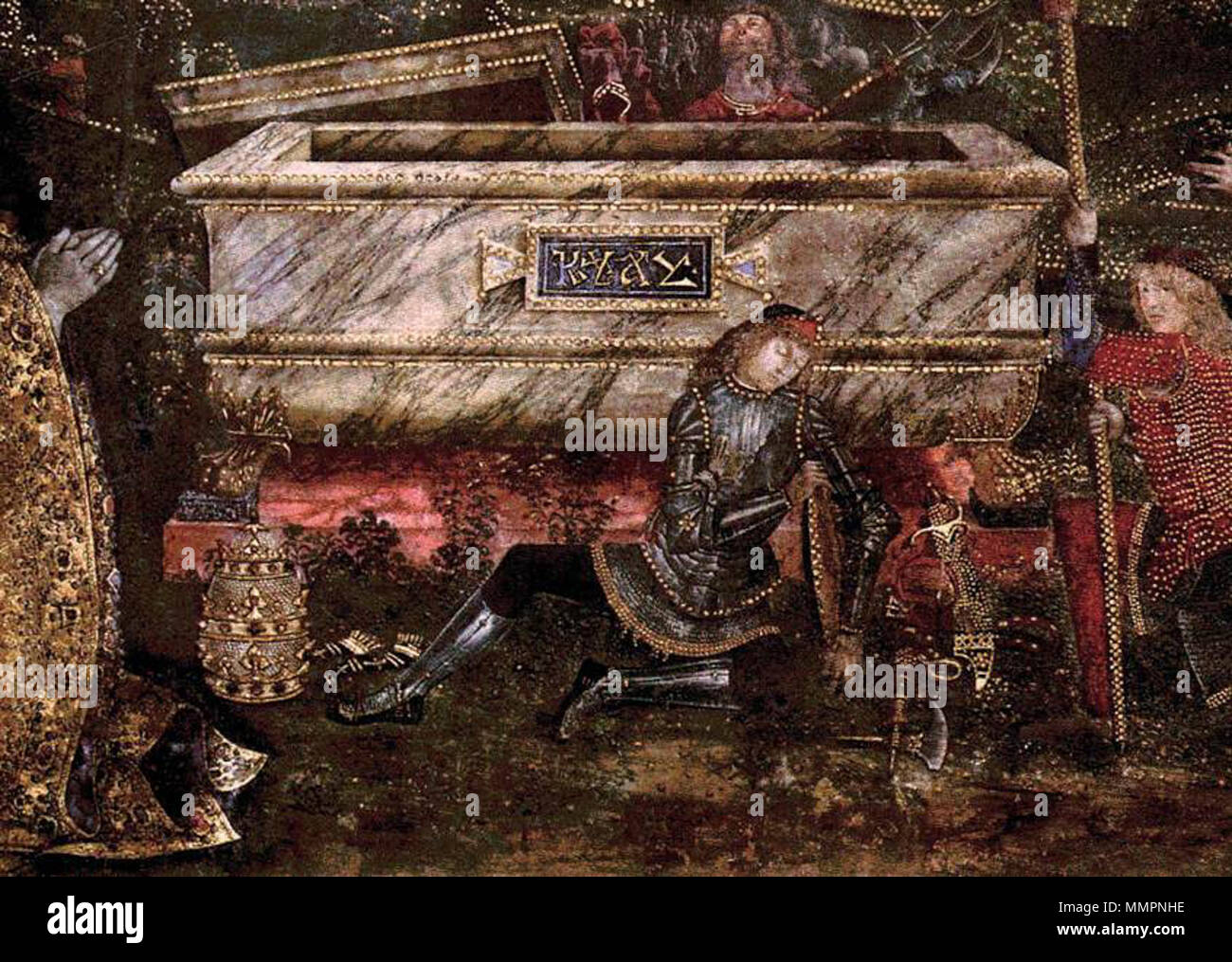 English: The Resurrection (lower center view) . second half of 15th century. Appartamento borgia, sala dei misteri, resurrezione 02 Stock Photo