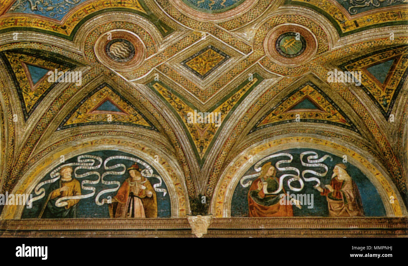 . Appartamento borgia, sala del credo, soffitto  . between 1492 and 1494. see filename or category Appartamento borgia, sala del credo, soffitto Stock Photo