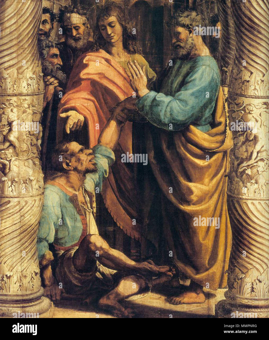 English: Healing of the Lame Man (detail) . between 1515 and 1516 ...