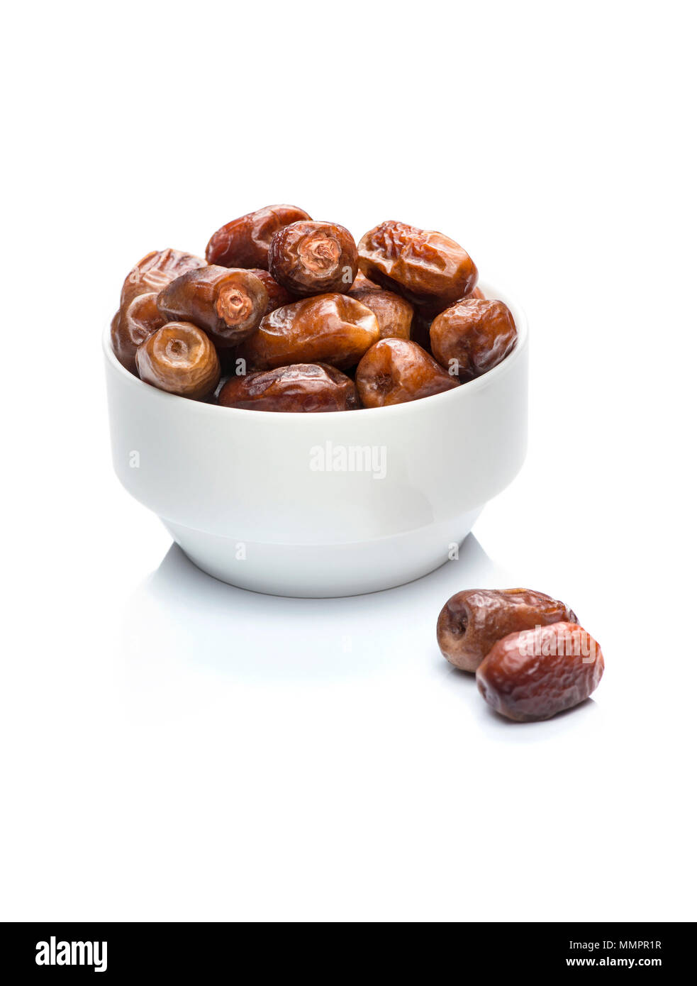 Arabian Ramadan Dried Dates Isolated on White Background Stock Photo