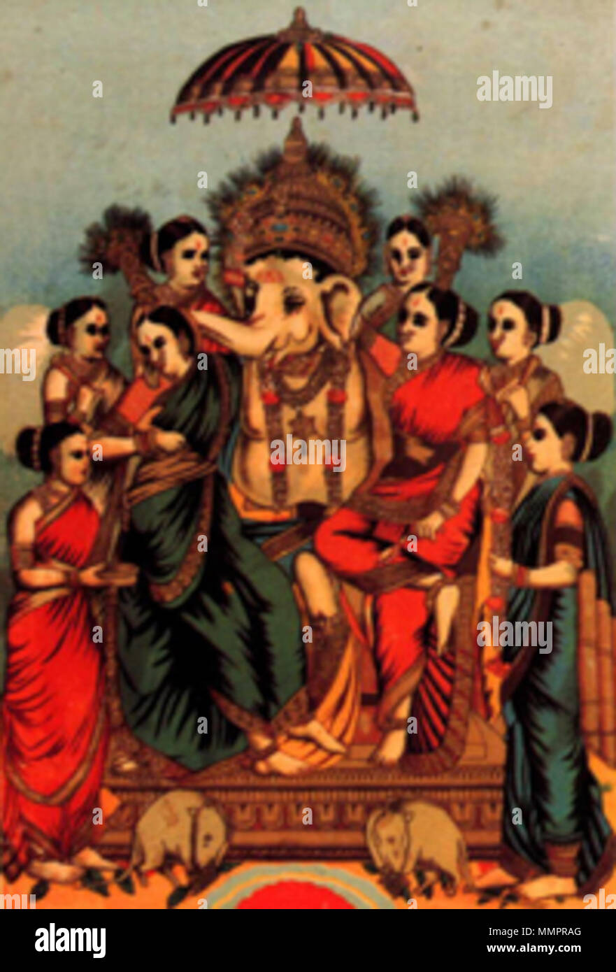 .  English: Ganesha with 8 Sidhis മലയാളം: ഗണപതിയും എട്ട് സിദ്ധികളും  English: Ganesha with ashta siddhi ??????: ?????????? ????? . Unknown date. AshtaSiddhi Stock Photo
