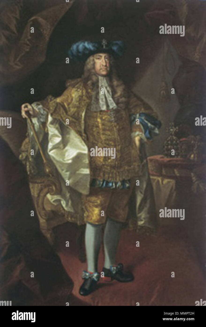 . Portrait of Charles VI, Holy Roman Emperor (1685-1740)  . 1737. Auerbach - Charles VI in Spanish Mantelkleid Stock Photo