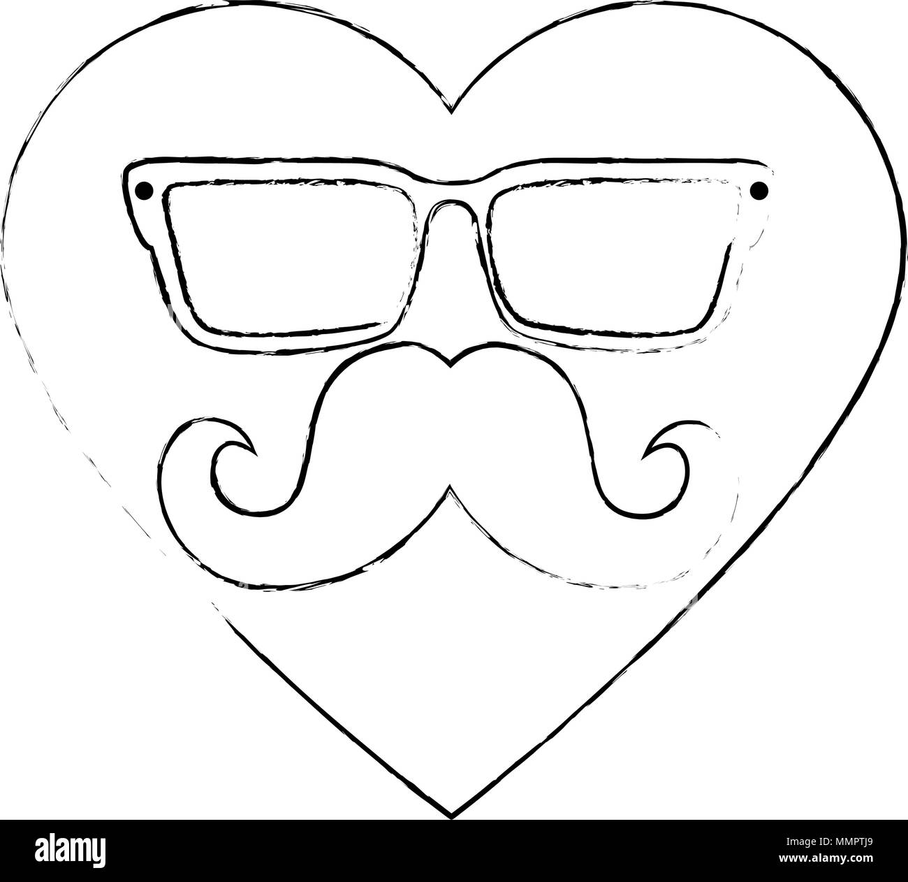 heart with glasses and mustache hipster style Stock Vector Image & Art ...