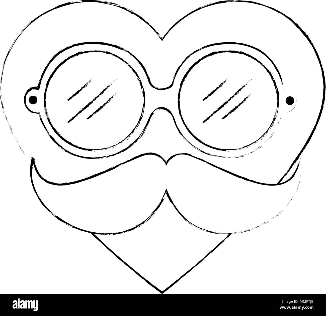 heart with glasses and mustache hipster style Stock Vector Image & Art ...