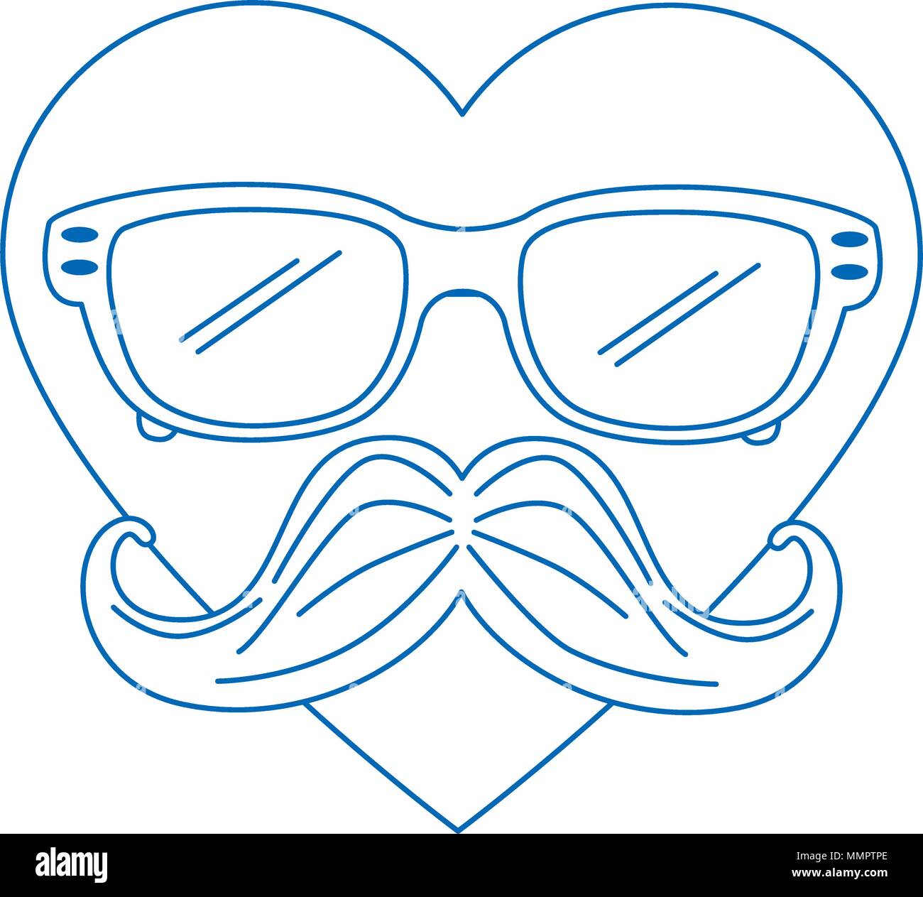 heart with glasses and mustache hipster style Stock Vector Image & Art ...