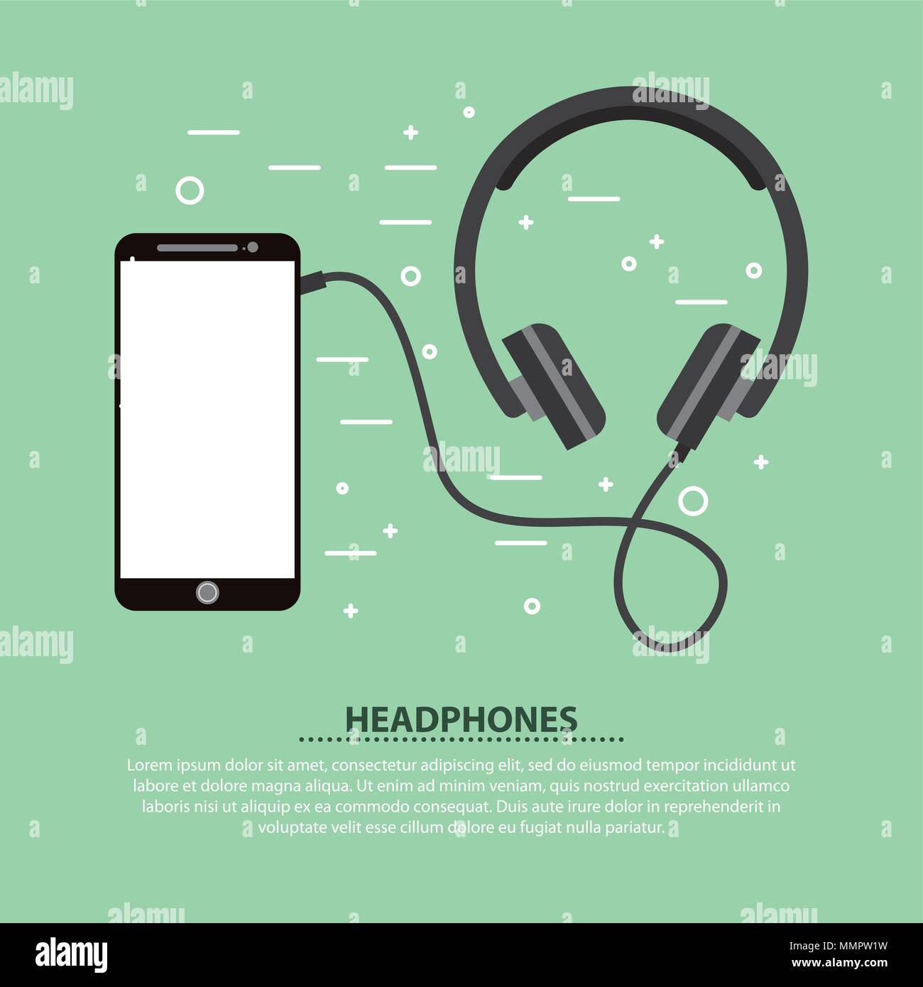 smartphone and headphones music sound vector illustration Stock Vector