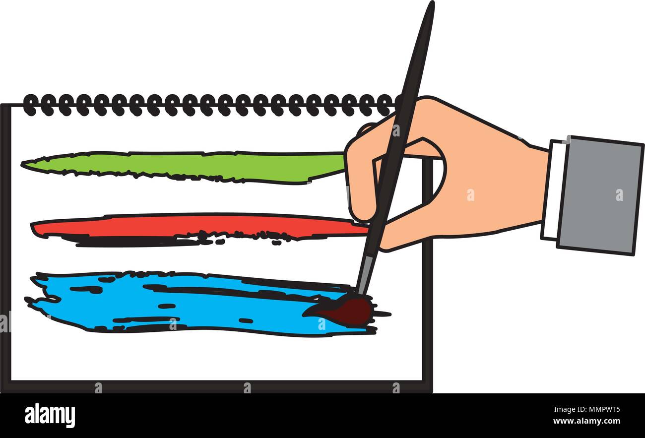hand painting with brush artistic tool vector illustration design Stock ...