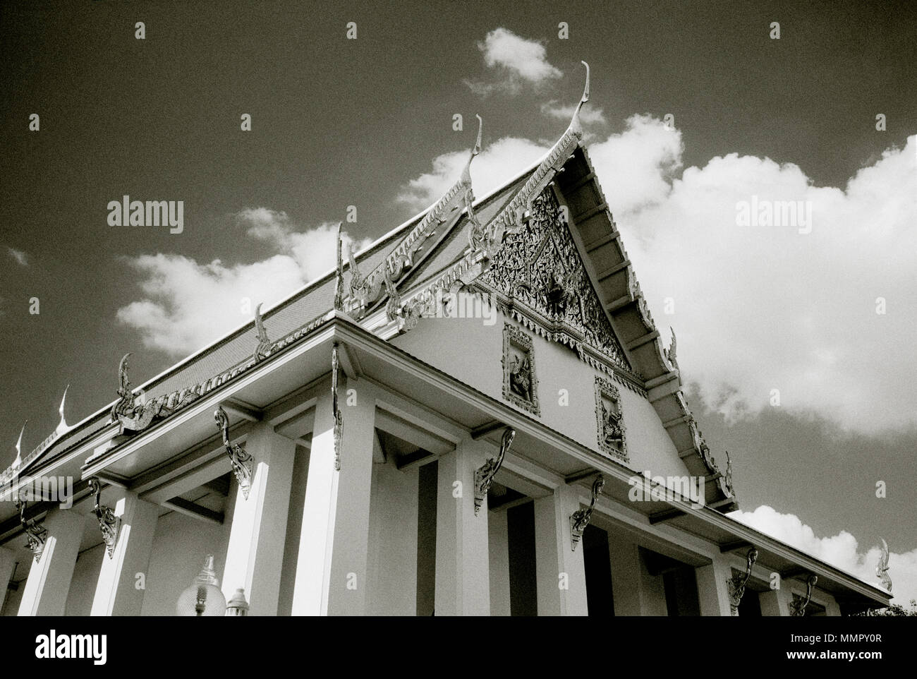 The ubosot of Buddhist temple Wat Hong Rattanaram in Bangkok in Thailand in Southeast Asia Far East. Architecture Building Travel Stock Photo