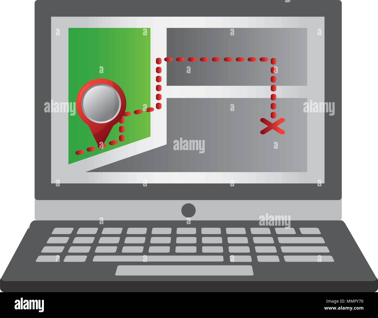 laptop with position gps navigation route vector illustration Stock ...