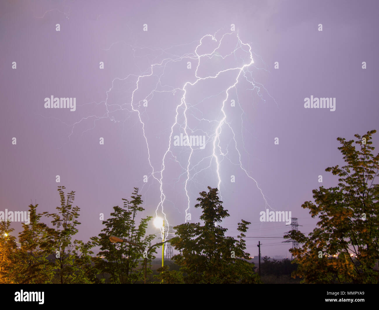 Electric night lightning over city hi-res stock photography and images ...