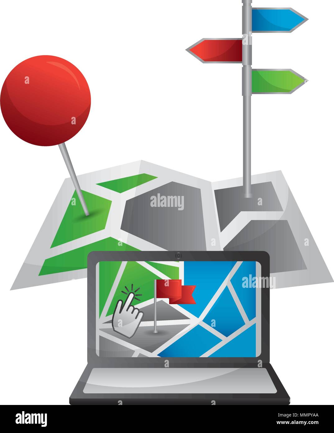 mobile phone and application gps navigation world vector illustration ...