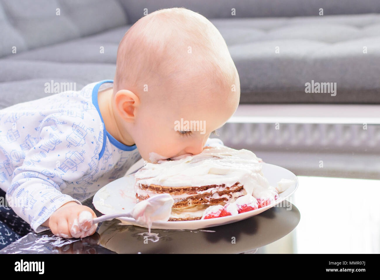 First Birthday Celebration Of A Little Boy Little Boy Eating