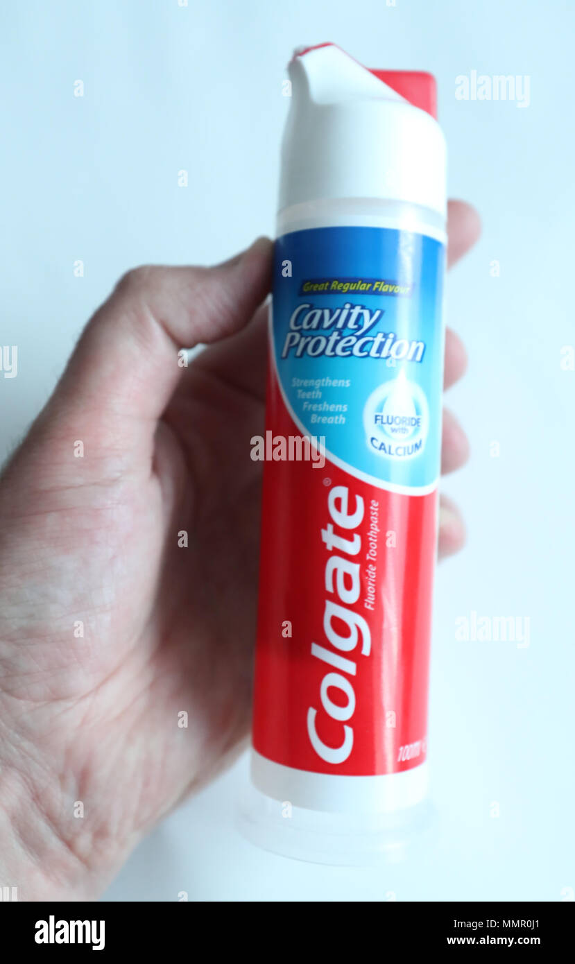 Stock photo of Colgate toothpaste pump dispenser Stock Photo - Alamy