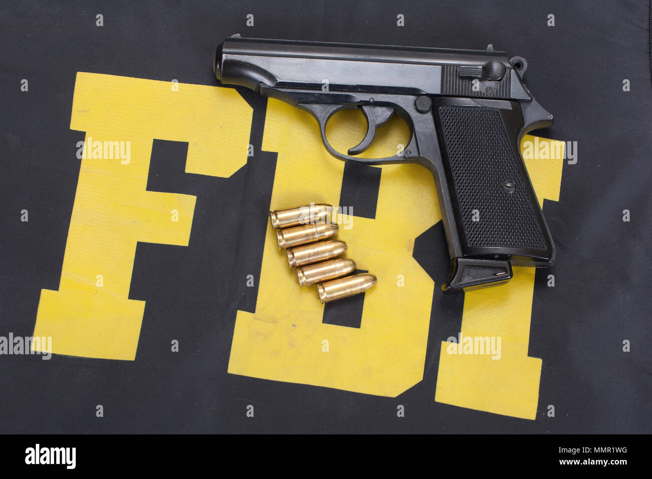 walter pp handgun on FBI uniform Stock Photo
