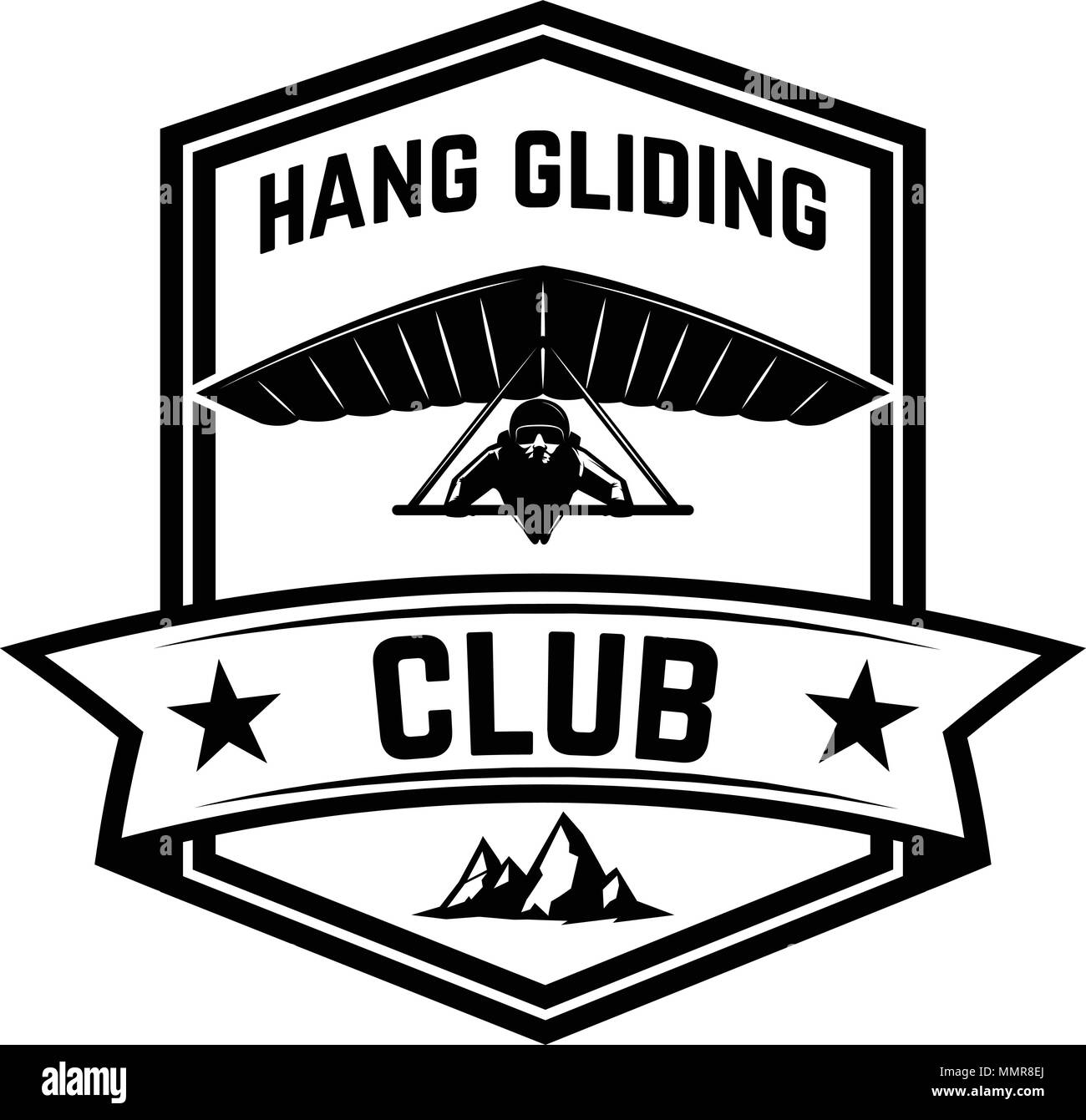 Hang gliding club emblem template. Design element for logo, label, emblem, sign. Vector illustration Stock Vector