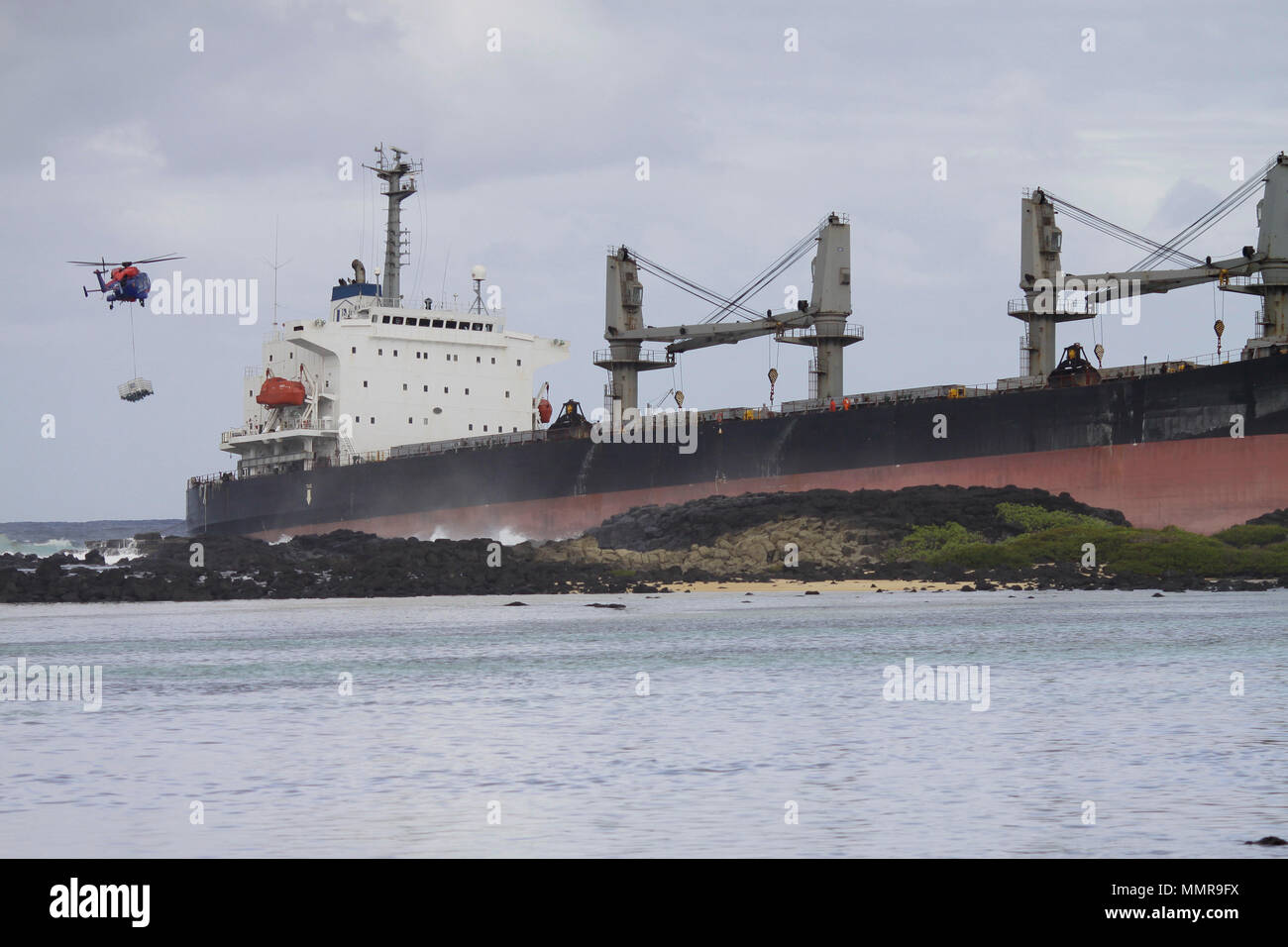 Le MV Benita avait échoué sur les récifs de l’Ilot Brochus, le 17 juin 2016. Stock Photo