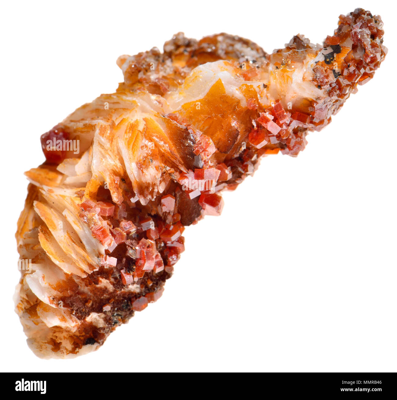 Baryte (Barium sulphate) with small red Vanadinite crystals (vanadate and chloride of lead Stock