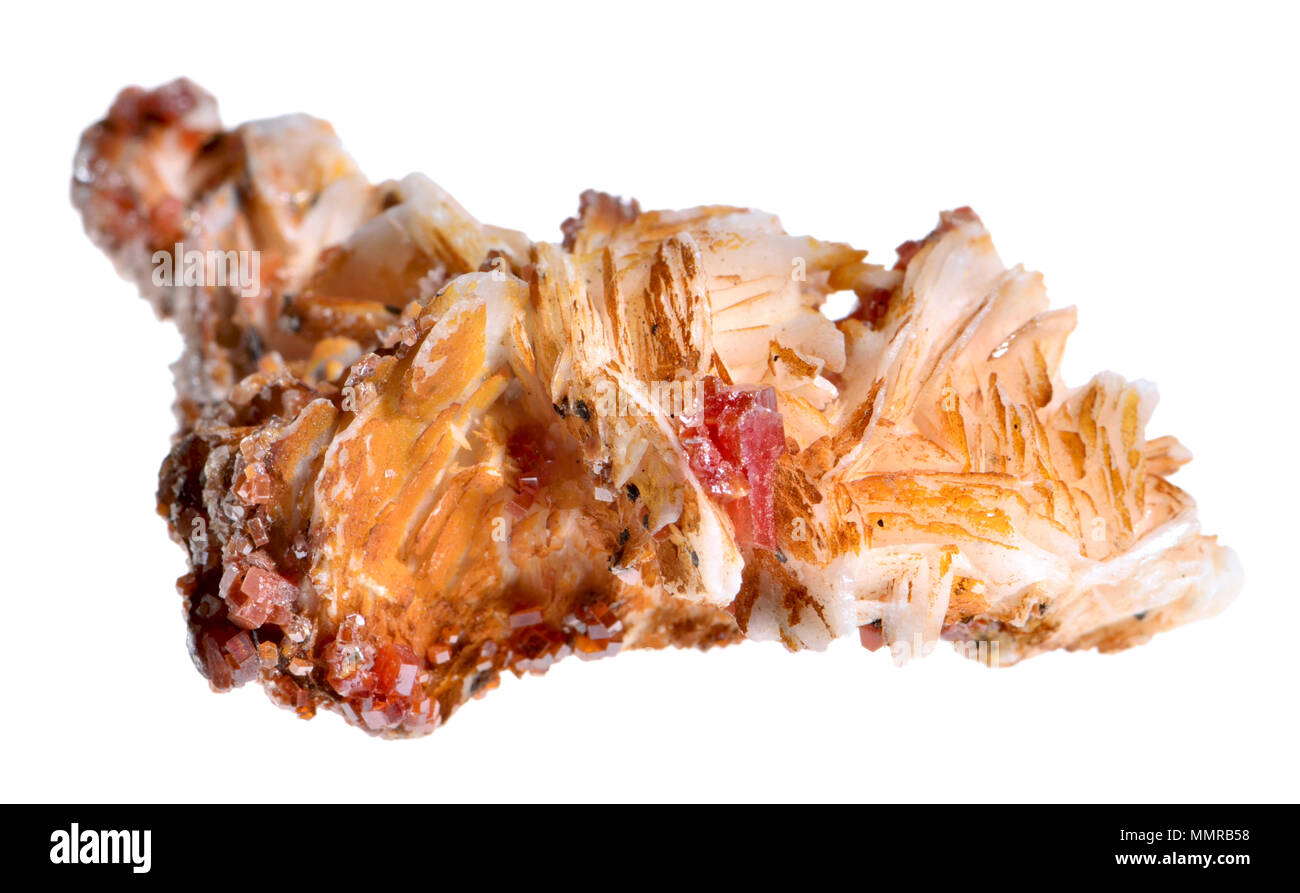 Baryte (Barium sulphate) with small red Vanadinite crystals (vanadate and chloride of lead Stock