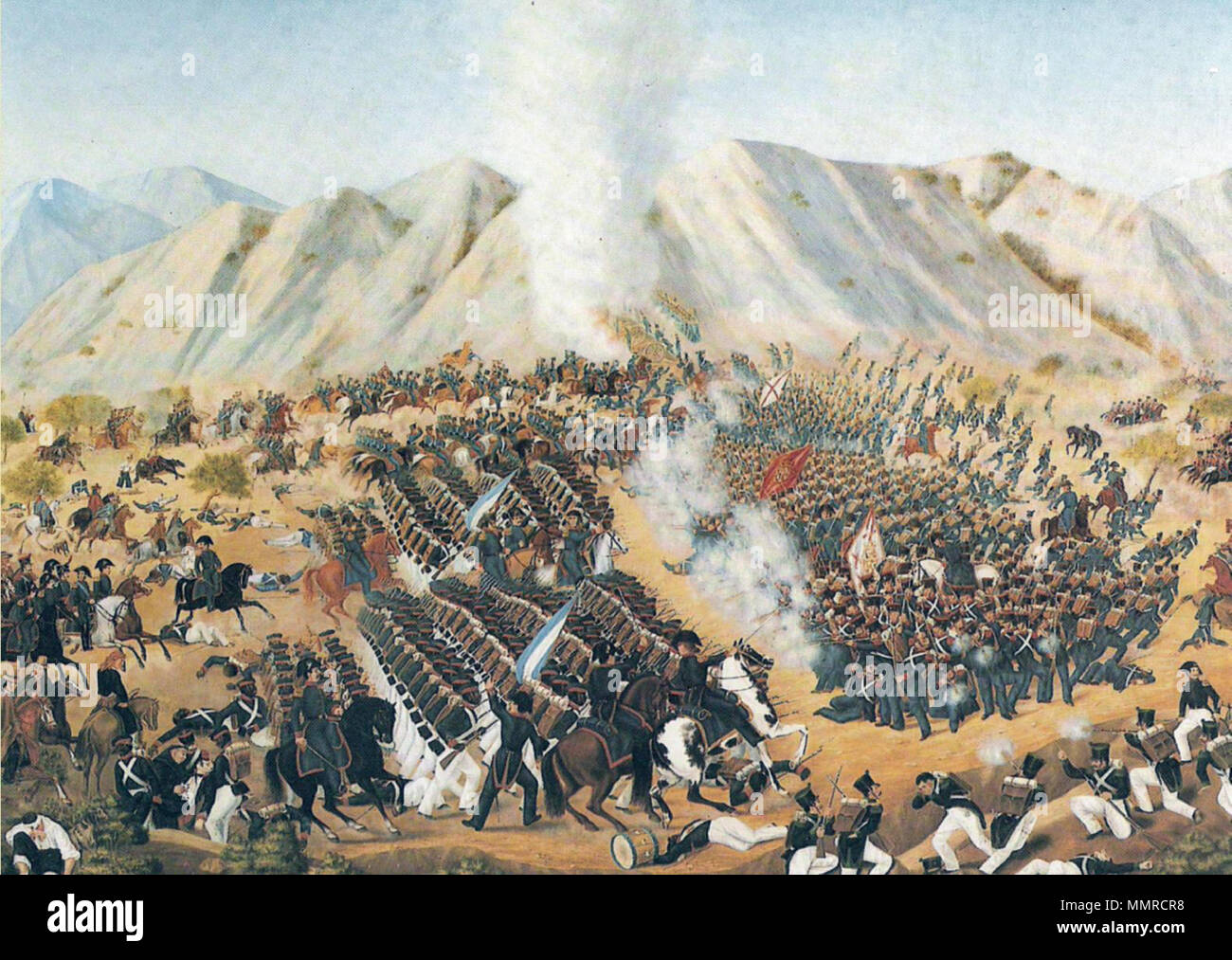 . Español: Batalla de Chacabuco por José Tomás Vandorse C.  . 1852. José Tomás Vandorse C. Batalla de Chacabuco - Vandorse Stock Photo