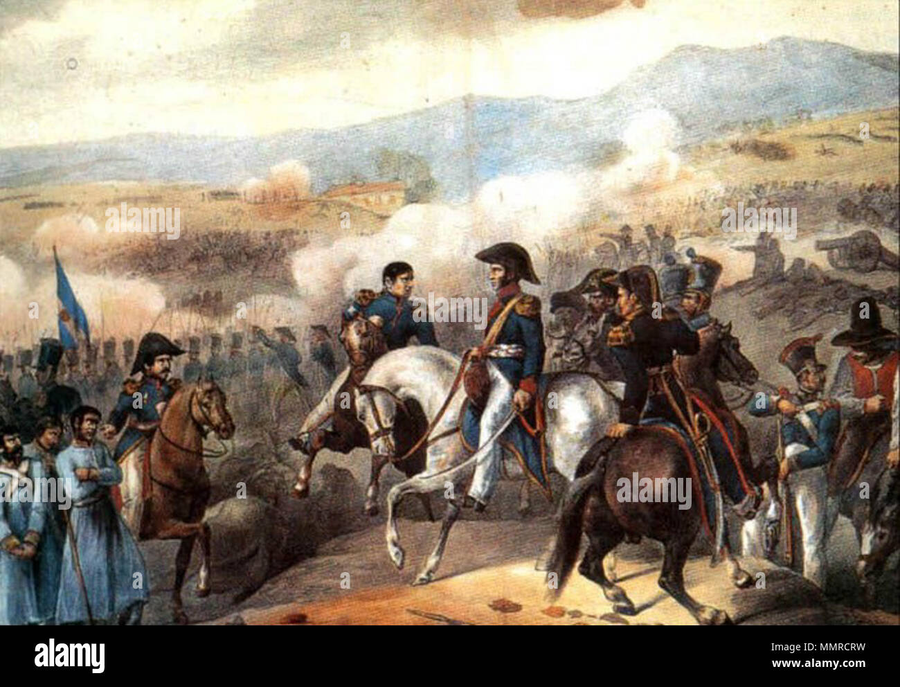 . Español Batalla de Maipo. Litografía coloreada. c.1819. . circa 1819