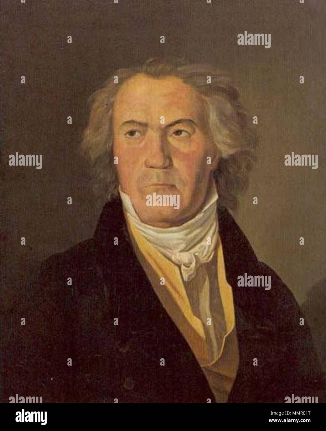 Portrait of Ludwig van Beethoven in 1823. 1823. Beethoven Waldmuller 1823 Stock Photo
