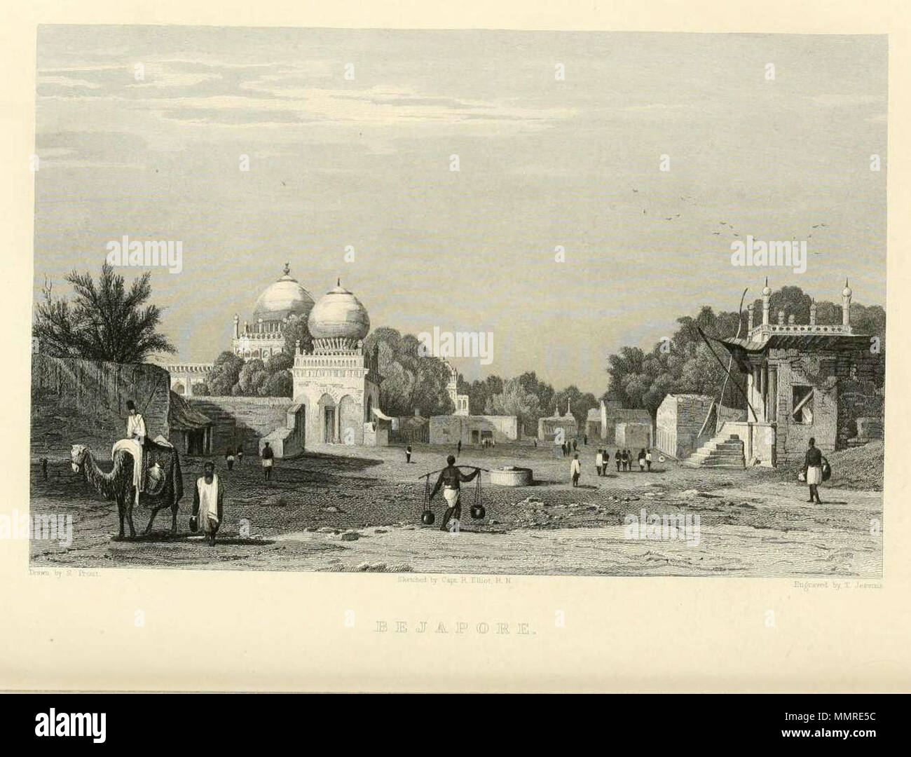 . English: 'Bejapore,' from vol. 3 of 'The Indian Empire' by Robert Montgomery Martin, c.1860; also *'Mosque of Mustapha Khan, Bejapore'*; also *'Assar Mahal, Bejapore'*; also '*Singham Mahal, Torway'*; also *'Palace of the Seven Stories, Bejapore'*; also *'The Seven-storied Palace, Bejapore'*  . circa 1860.   Robert Montgomery Martin  (1801–1868)     Description British officer, surgeon, botanist and naturalist  Date of birth/death 1801 6 September 1868  Location of birth/death Dublin Sutton  Authority control  : Q6874906 VIAF:?59320676 ISNI:?0000 0000 7357 8963 LCCN:?n82024529 NLA:?35331060  Stock Photo