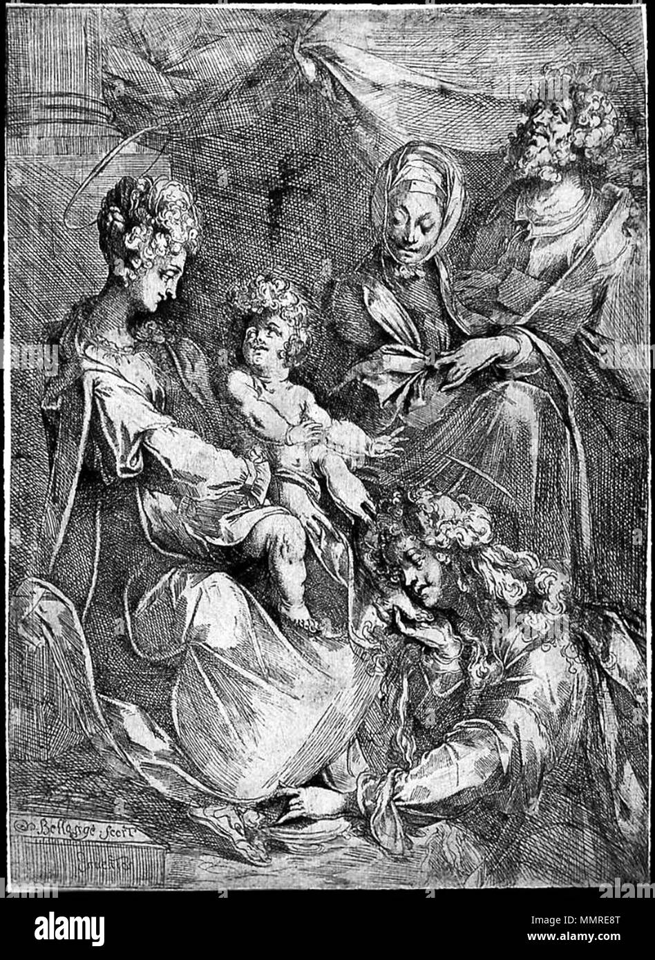 . English: The Virgin and Child with the Magdalen and Saint Anne Jacques Bellange, French (Lorraine), active in 1595, died in 1616 Platemark: 33.3 x 24.1 cm (13 1/8 x 9 1/2 in.); Sheet (cut within platemark) Etching, burin, and burnishing; first state Classification: Prints Catalogue: Robert-Dumesnil 10; rejected by Walch; Reed-Worthen 23; first state Accession number: 40.121 Otis Norcross Fund  . between 1600 and 1616.   Jacques Bellange  (1575–1616)     Alternative names Jacques de Bellange; Jacques Charles de Bellange; Jacques. Bellange; Jacques Belange; Charles Bellange; Jac. Bellange; Cha Stock Photo