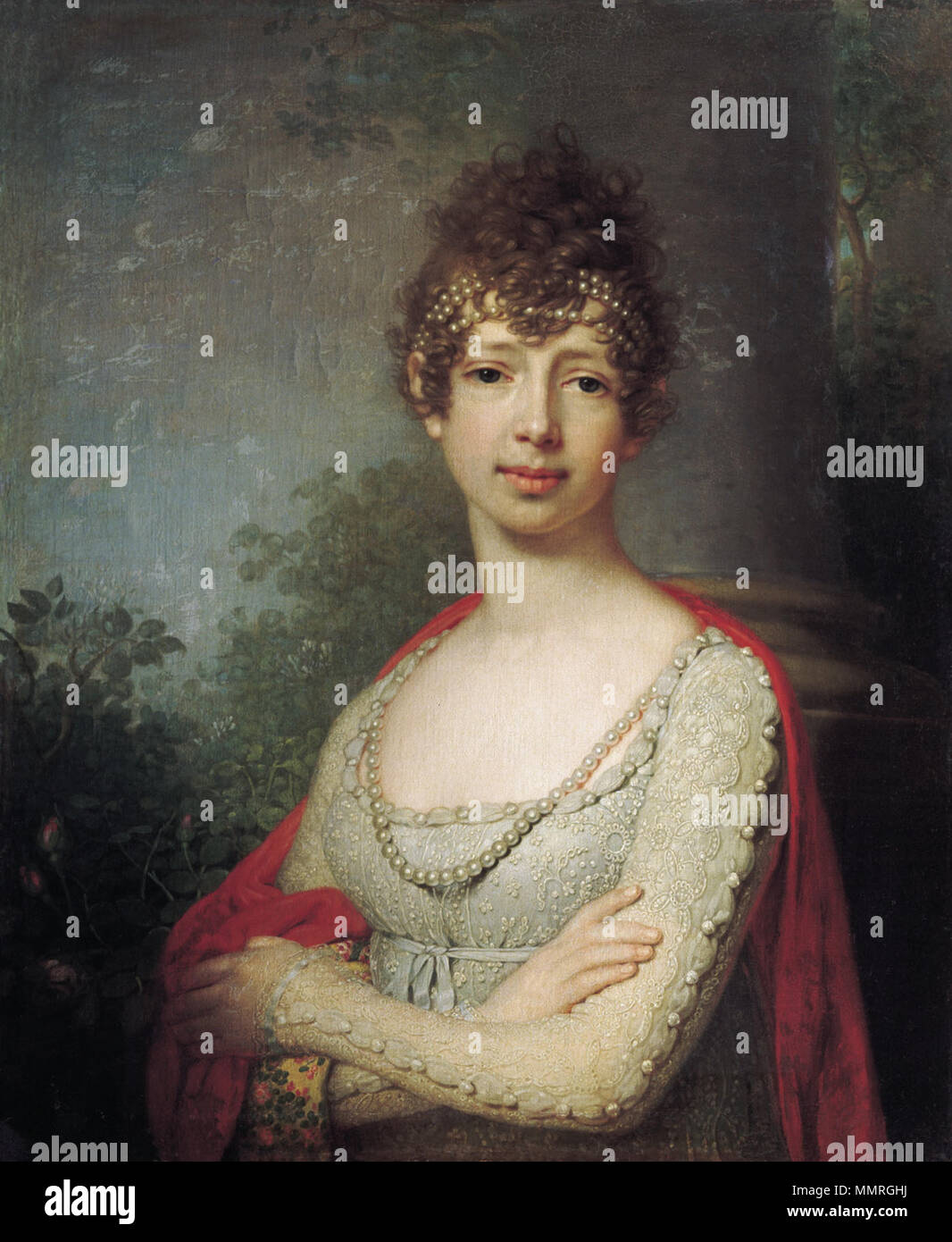 Portrait of Grand Duchess Maria Pavlovna of Russia (1786–1859). 1800s. Maria Pavlovna of Russia by V.Borovikovskiy (1800s, Pavlovsk) Stock Photo