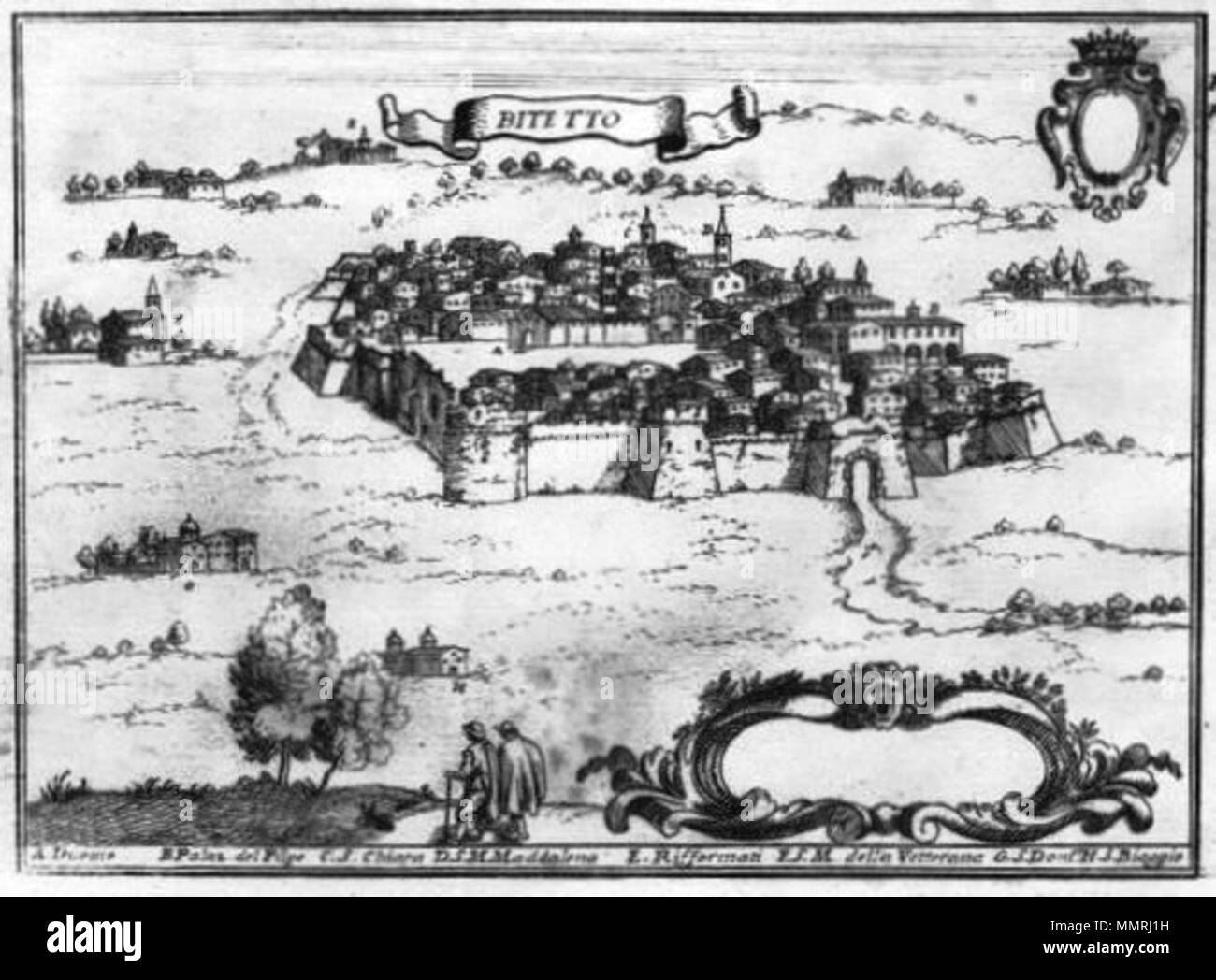 . Italiano Veduta di Bitetto di G. B. Pacichelli . Published 1702