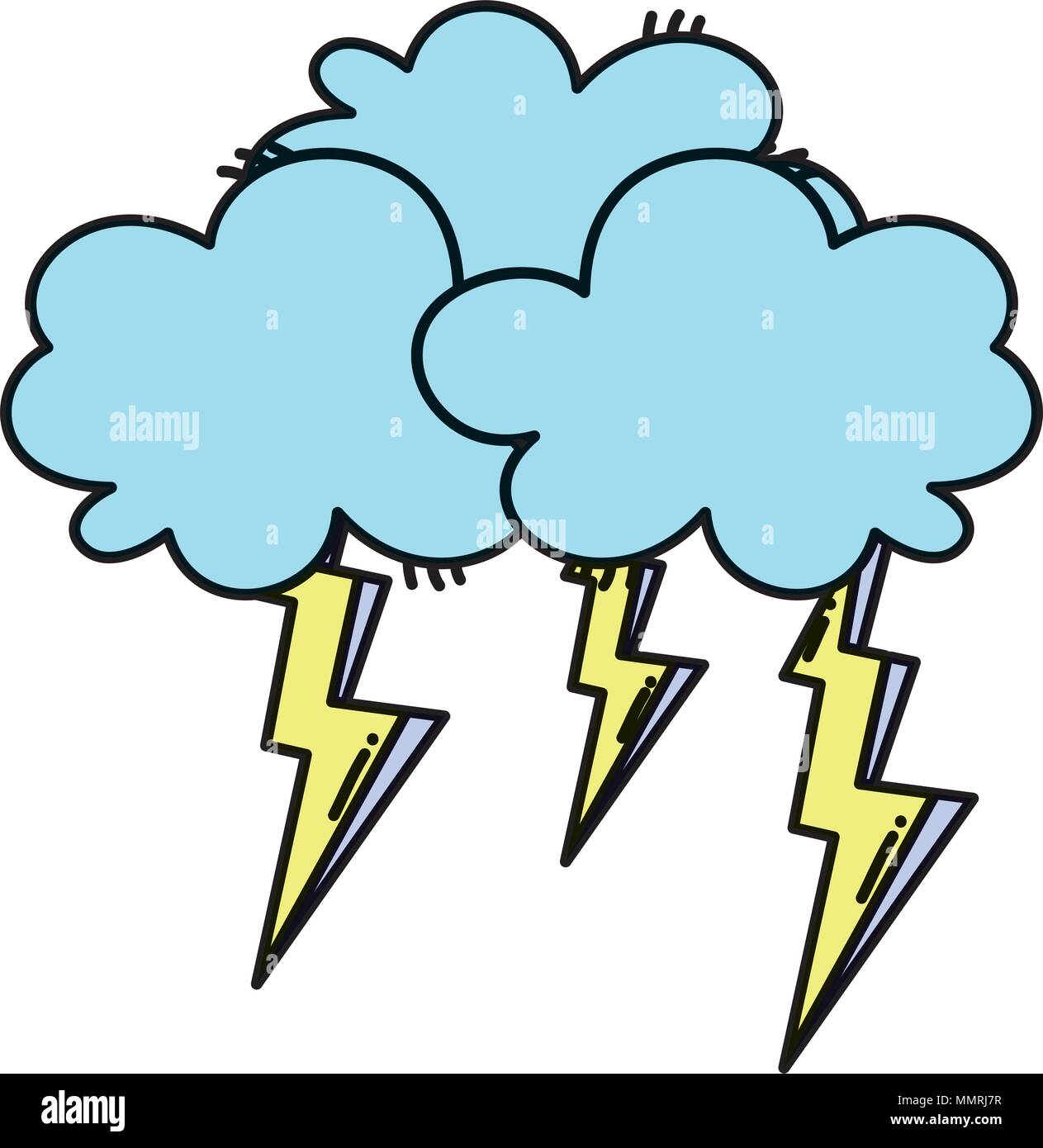color fluffy clouds with thunder nature weather Stock Vector Image ...