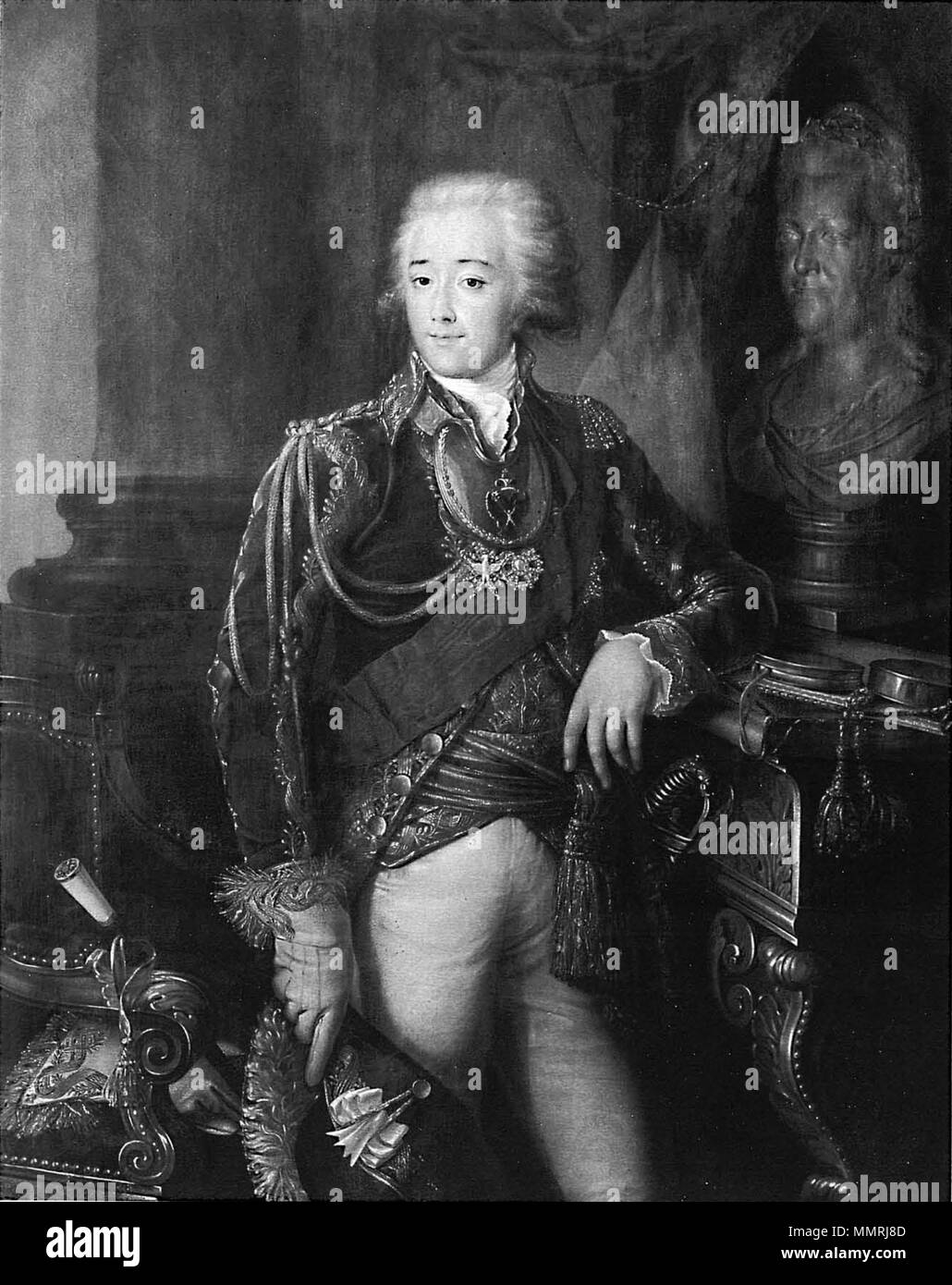 English: Portrait of Alexander Dmitriev-Mamonov (1758-1803) ???????: ???? ????????? ????????? ????????-??????? (1758-1803) . 1802. Le Comte Alexandre Matveewitch Dmitrieff-Mamonoff Stock Photo
