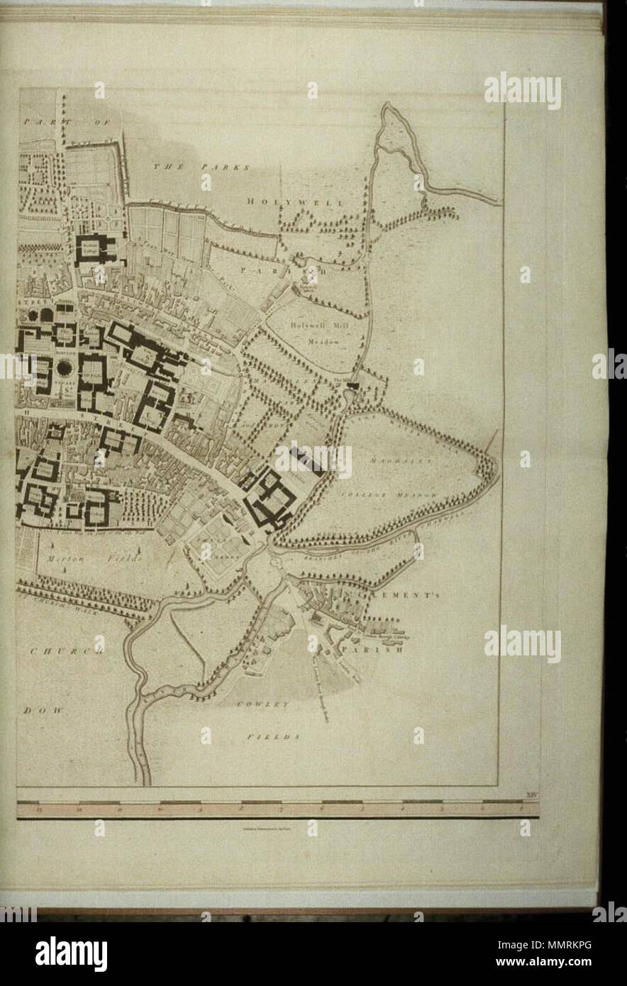 Magdalen College Oxford Map Close-Up Of Inset Map Of The City Of Oxford With High Street, Colleges And  The Botanic Garden; And Edging The Streets From The North, Holywell Park,  Mill Meadow, Magdalen College Meadow,