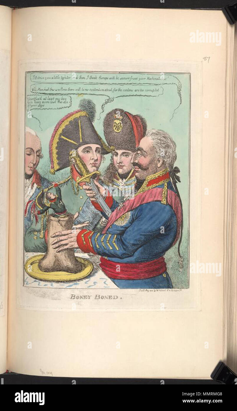 . Satire on Napoleon's exile to Elba. (British political cartoon) Boney