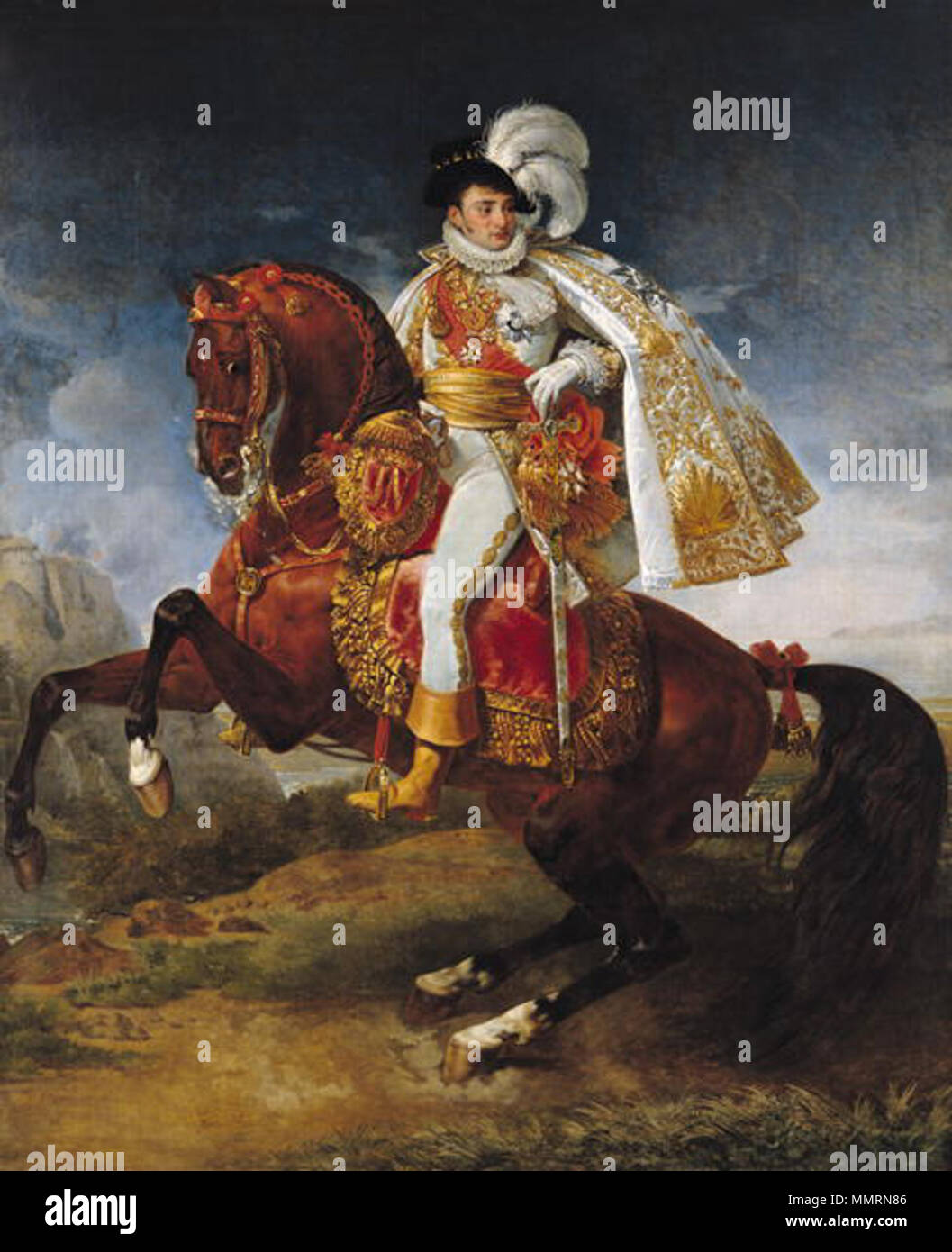 Portrait of Jérôme Bonaparte (1784-1860). circa 1808. Equestrian Portrait of Jerome Bonaparte Stock Photo