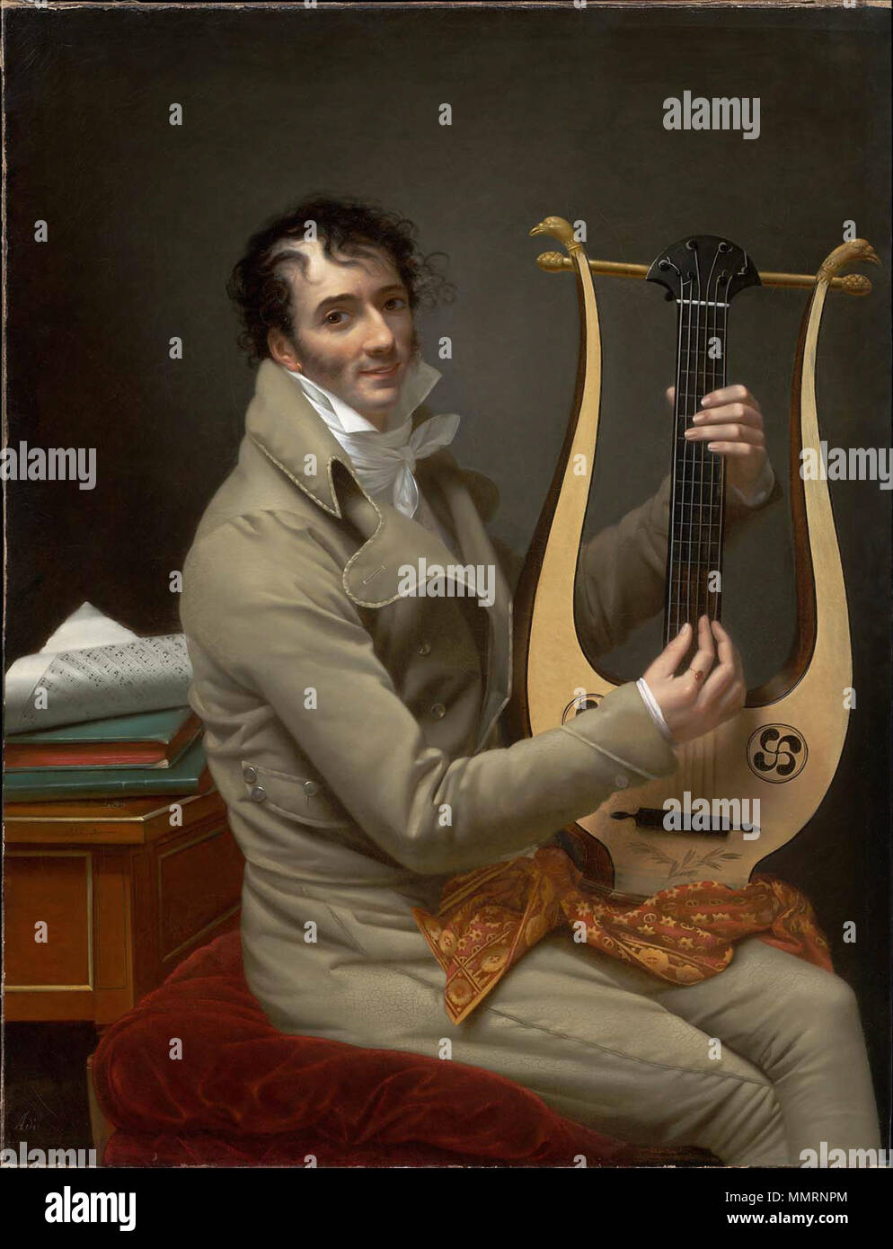 English: Jean-Dominique Fabry Garat playing lyre . circa 1808. Joseph Dominique Fabry Garat Stock Photo