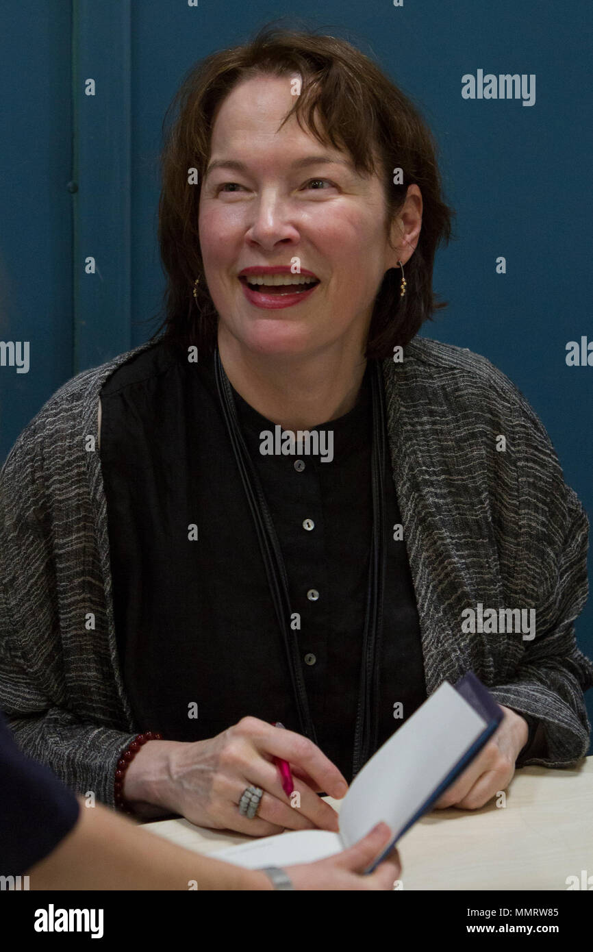 Torino, Italy. 12th May 2018. American writer Alice Sebold signs an autograph at Torino Book Fair. Stock Photo