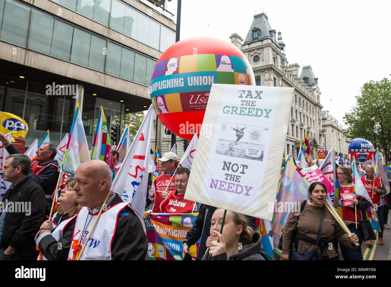 London, UK. 12th May, 2018. Tens of thousands of people attend a New Deal for Working People march and rally organised by the TUC to call for more and better jobs and a more equal and prosperous country. Credit: Mark Kerrison/Alamy Live News Stock Photo