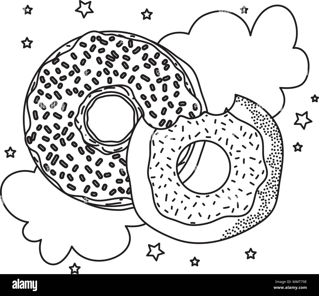 line delicious donuts with cloud pop art Stock Vector Image & Art - Alamy