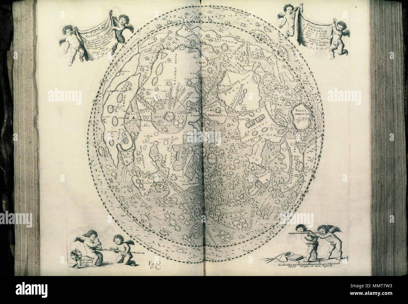 . Map of the moon from Selenographia: sive, Lunae Descriptio [Johannes ...