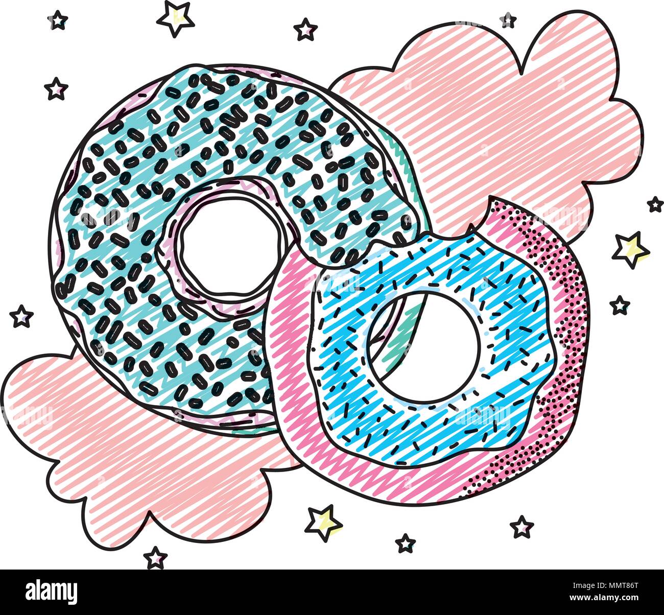 doodle delicious donuts with cloud pop art Stock Vector Image & Art - Alamy