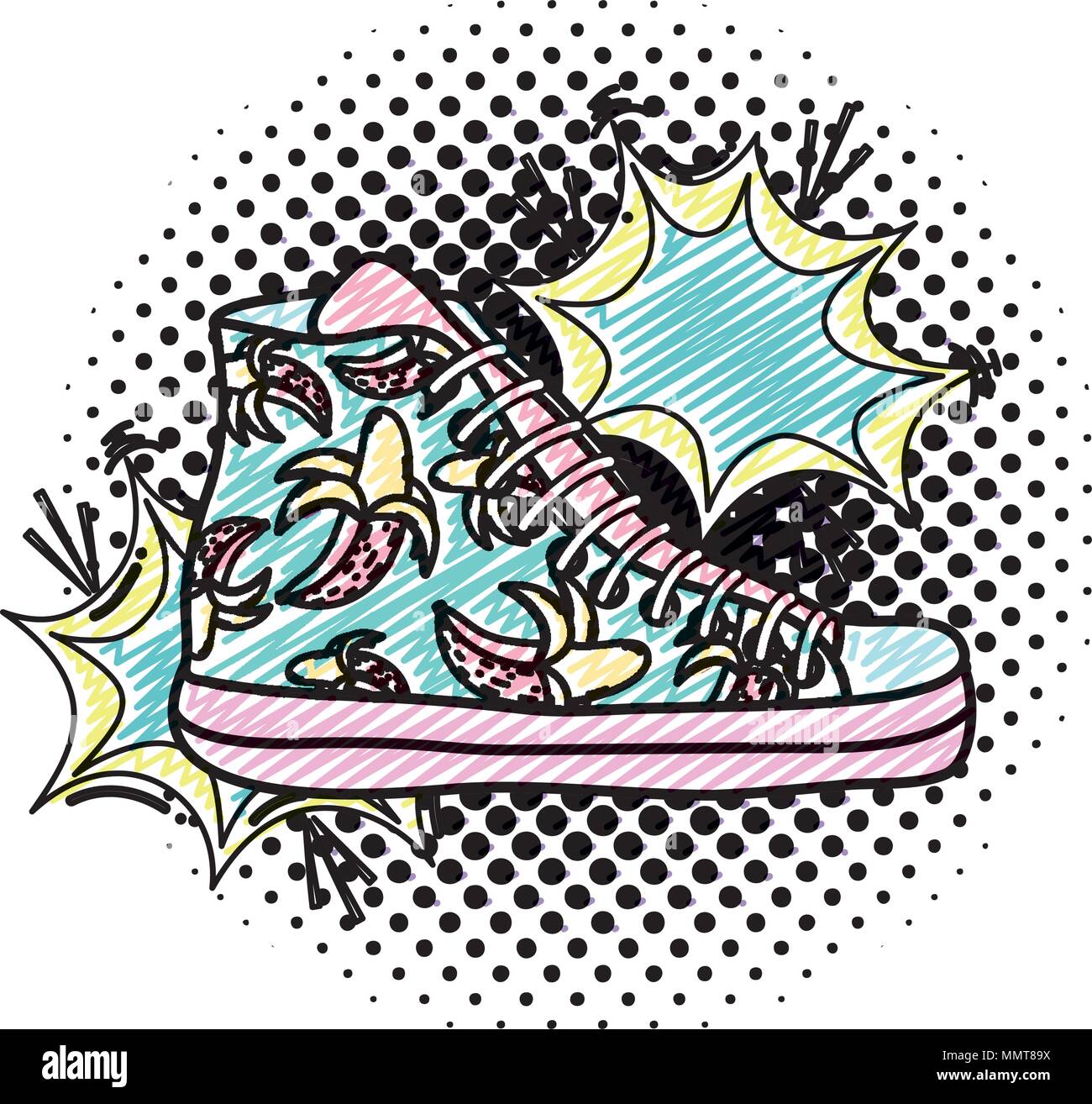 doodle sneakers shoes with fashion pop art Stock Vector Image & Art - Alamy