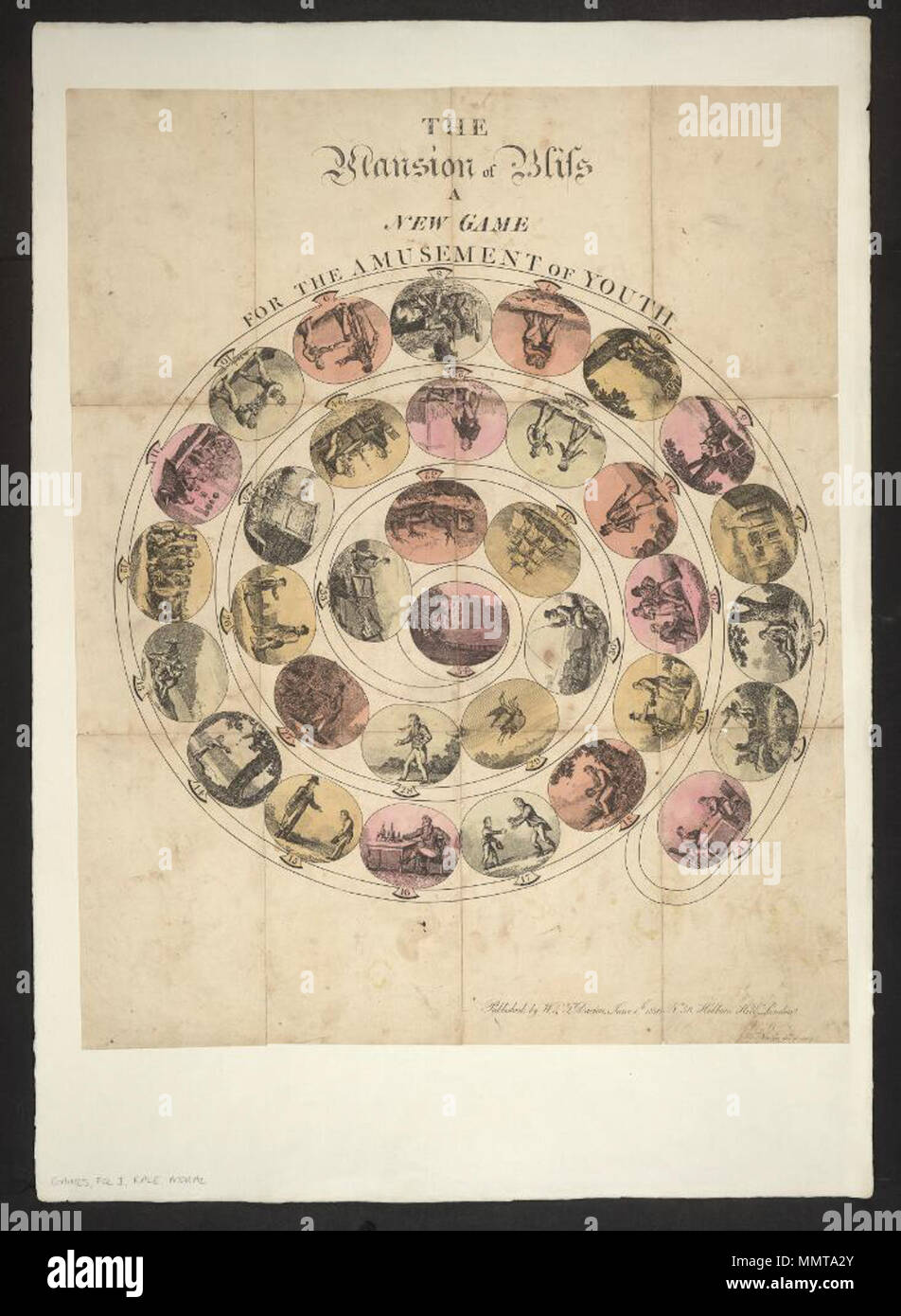 Game Of 1810 Entitled The Mansion Of Bliss A New Game For The Amusement Of Youth Has 34 Vignettes New Game For The Amusement Of Youth Innocent Amusement 1 Precipitation 2
