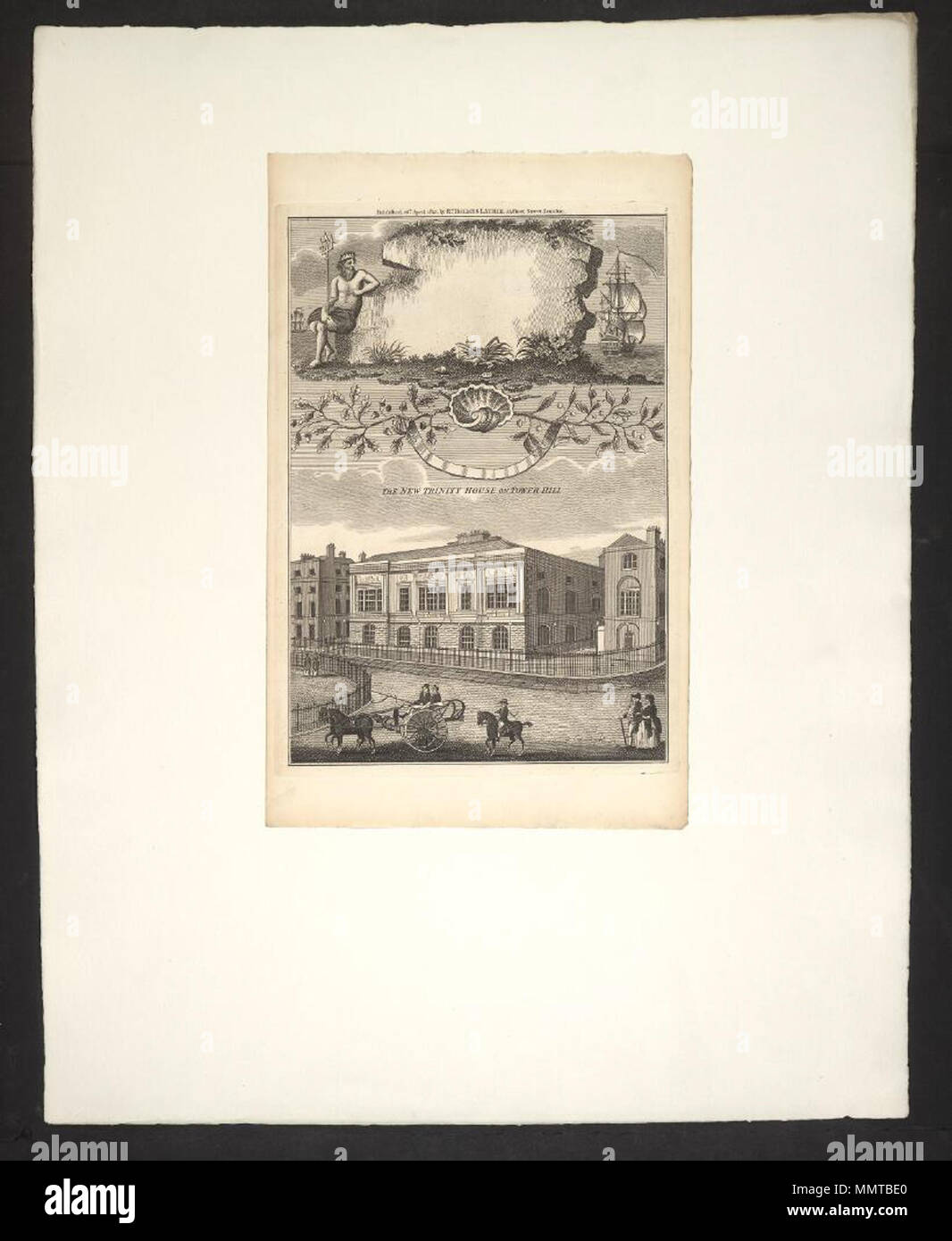 . Writing blank(?) of 1821 entitled The new Trinity House on Tower Hill; New Trinity House on Tower Hill  New Trinity House on Tower Hill. 16 April 1821. Laurie, Richard Holmes [author] Bodleian Libraries, New Trinity House on Tower Hill Stock Photo