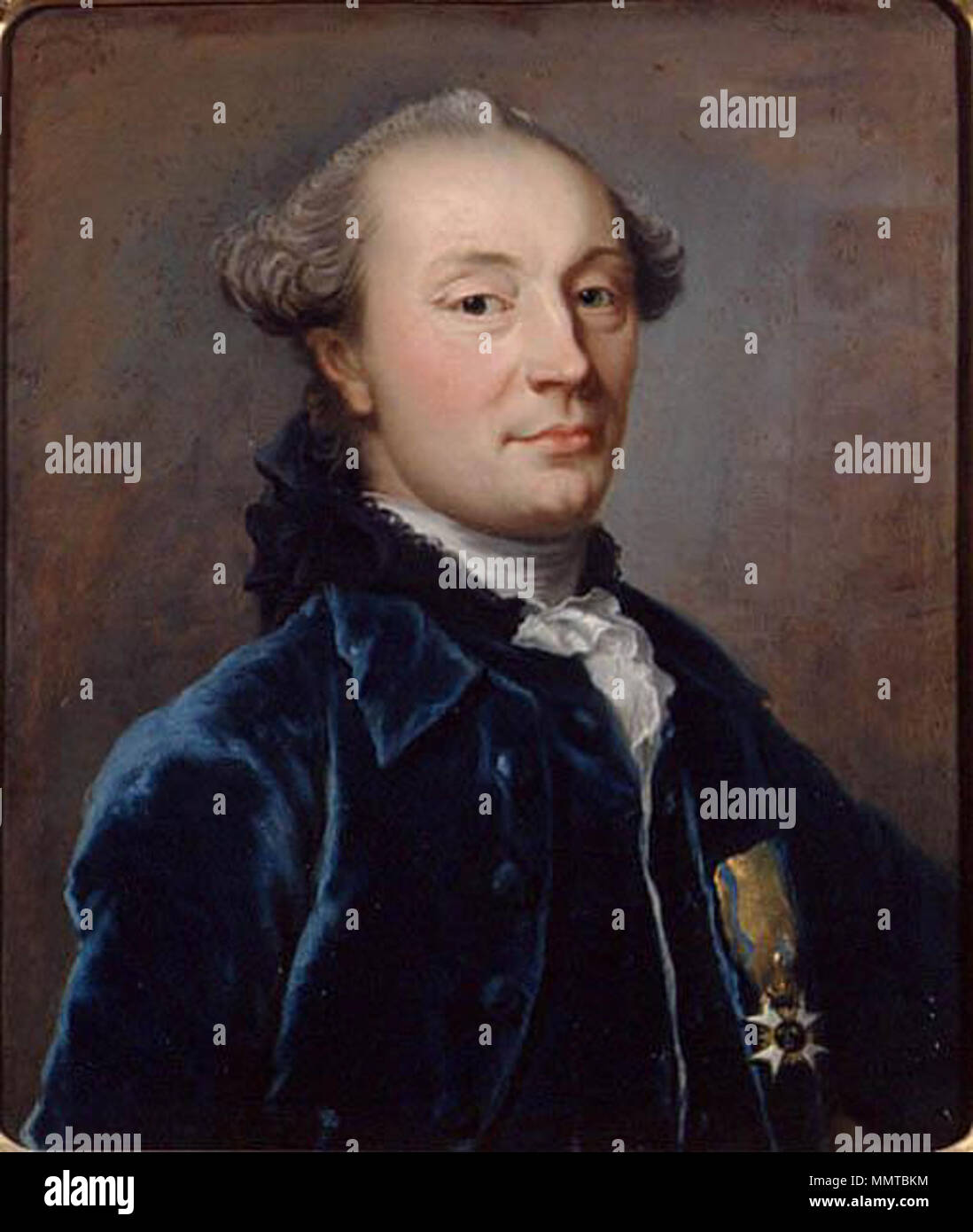 Portrait of Jakob Magnus Sprengtporten, 1727-1786. circa 1770-1780. Carl Fredrich Brander-Portrait of Jakob Magnus Sprengtporten Stock Photo